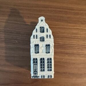 Blue and White Ceramic House Figurine